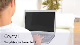  Presentation with honey bee closeup view - Slides featuring computer screen house - rear view closeup background and a light blue colored foreground