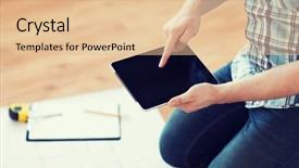  Presentation with repair - Amazing slides having computer screen house - repair building technology and home backdrop and a lemonade colored foreground