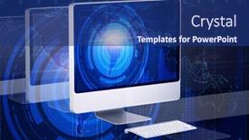  Presentation with computer - Colorful presentation theme enhanced with computer-screen-in-business-concept and a ocean colored foreground