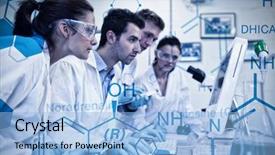  Presentation with science - PPT layouts featuring computer screen in the lab background and a light blue colored foreground