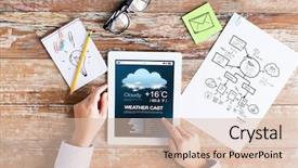  Presentation with technology education - Slides featuring computer screen with weather forecast background and a lemonade colored foreground