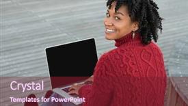  Presentation with wooden - Audience pleasing theme consisting of computer search - young african woman sitting backdrop and a tawny brown colored foreground