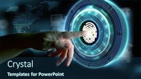  Presentation with data protection - Colorful presentation design enhanced with computer-security-concept-hand backdrop and a ocean colored foreground