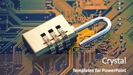  Presentation with security network - Slide deck consisting of computer security concept padlock background and a tawny brown colored foreground