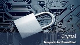  Presentation with computer security - Amazing PPT theme having computer security concept padlock backdrop and a ocean colored foreground