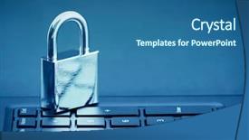  Presentation with network security - Audience pleasing presentation design consisting of computer security concept padlock backdrop and a ocean colored foreground
