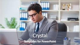  Presentation with office - Presentation design consisting of computer self service - businessman working in the office background and a gray colored foreground