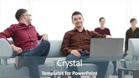  Presentation with science guy - Slide deck having computer self service - closeup brooding guy background and a  colored foreground