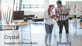  Presentation with using digital tablet - Audience pleasing slide deck consisting of computer self service - colleagues using digital tablet backdrop and a light blue colored foreground