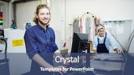  Presentation with man looking up happy - Slides consisting of computer self service - happy man in uniform looking background and a ocean colored foreground