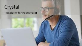  Presentation with pink home office - Theme consisting of computer self service - sales representative teleworking from home-office background and a light gray colored foreground