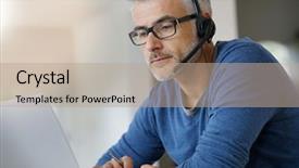  Presentation with home office - Colorful PPT layouts enhanced with computer self service - sales representative teleworking from home-office backdrop and a  colored foreground