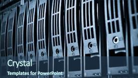  Presentation with data center - PPT theme with computer servers - close-up of hard drives background and a ocean colored foreground