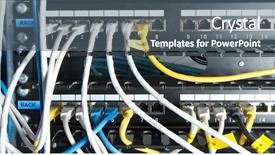  Presentation with optic - Colorful presentation theme enhanced with computer servers - optic fiber cables connected backdrop and a  colored foreground