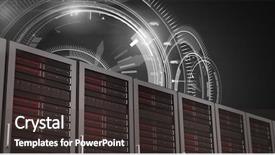  Presentation with information technology - Theme having computer servers and technology background and a dark gray colored foreground