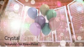  Presentation with celebrations - Presentation theme consisting of computer servers with balloon background and a soft green colored foreground