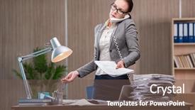  Presentation with disability office - PPT theme enhanced with computer service outsource - businesswoman working in the office background and a tawny brown colored foreground