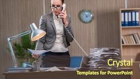  Presentation with customs office - PPT layouts with computer service outsource - businesswoman working in the office background and a tawny brown colored foreground