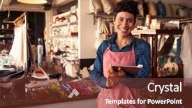  Presentation with gift - Beautiful slides featuring computer shop - portrait of female owner backdrop and a tawny brown colored foreground