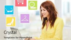  Presentation with fashion accessories - Presentation having computer shopping online ant home background and a  colored foreground