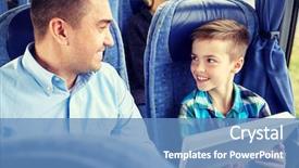  Presentation with family tourism - PPT theme consisting of computer sitting in travel bus background and a teal colored foreground