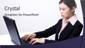  Presentation with business women - Slide set having computer skills - asian business educational women working background and a  colored foreground
