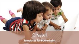  Presentation with diverse group of children - Slide set enhanced with computer speakers - group of children playing background and a  colored foreground