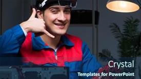  Presentation with late - Theme featuring computer-specialist-repairing-pc-late background and a ocean colored foreground