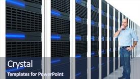  Presentation with computer storage - Cool new presentation with computer storage - man and datacentre with lots backdrop and a navy blue colored foreground