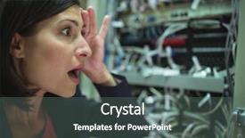  Presentation with computer storage - PPT layouts consisting of computer storage - technician getting stressed over server background and a gray colored foreground