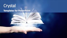  Presentation with story book - Slide set featuring computer story - close up of hand holding background and a ocean colored foreground