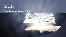  Presentation with books - PPT theme featuring computer story - reading books concept background and a ocean colored foreground