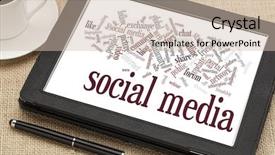  Presentation with social media - Beautiful PPT layouts featuring computer story - social media word cloud backdrop and a soft green colored foreground