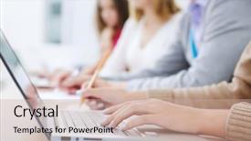  Presentation with people - PPT layouts featuring computer studies - close up image of young background and a soft green colored foreground