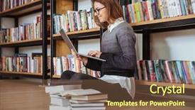  Presentation with what is thing used in looking for far object - PPT theme consisting of computer studies - thoughtful young woman holding background and a tawny brown colored foreground