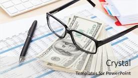  Presentation with computer - Presentation having computer supplies reports and money background and a soft green colored foreground