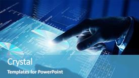  Presentation with system computer - Slide deck enhanced with computer system - close up of human hands background and a teal colored foreground