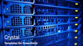  Presentation with data center - Presentation theme having computer system - server rack cluster background and a navy blue colored foreground