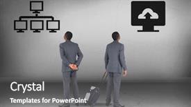  Presentation with computer storage - Audience pleasing presentation design consisting of computer system or computer cloud backdrop and a  colored foreground