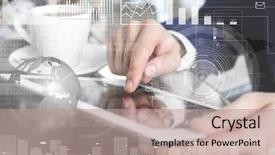  Presentation with technology - Colorful slide deck enhanced with computer system outsource - modern technology concept man working backdrop and a coral colored foreground