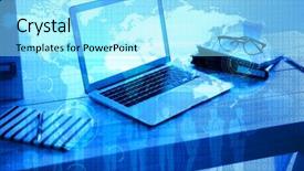  Presentation with world map - Slide deck consisting of computer system outsource - modern technology concept world map background and a arctic colored foreground