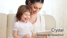  Presentation with mom - Amazing PPT layouts having modern mom - happy mother holding her child backdrop and a soft green colored foreground