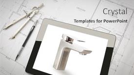  Presentation with custom - Slide deck having computer-tablet-showing-custom-faucet background and a light gray colored foreground