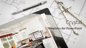  Presentation with compass - Theme enhanced with computer-tablet-showing-kitchen-illustration background and a light gray colored foreground