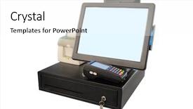  Presentation with touch screen - Amazing presentation theme having computer terminal - point of sale touch screen backdrop and a white colored foreground