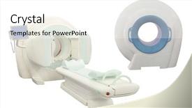  Presentation with scanner - Slides having computer tomographic scanner background and a white colored foreground