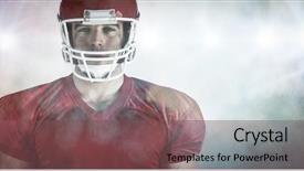  Presentation with color powder - Amazing PPT theme having computer war - 3d american football player looking backdrop and a violet colored foreground