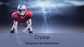  Presentation with american football - Slide deck consisting of computer war - american football player holding helmet background and a seafoam green colored foreground