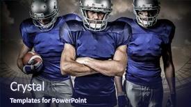 Presentation with football blue - Audience pleasing PPT theme consisting of computer war - american football team against large backdrop and a navy blue colored foreground
