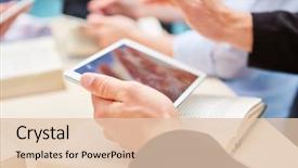  Presentation with business book - Presentation consisting of computer while learning in workshop background and a  colored foreground